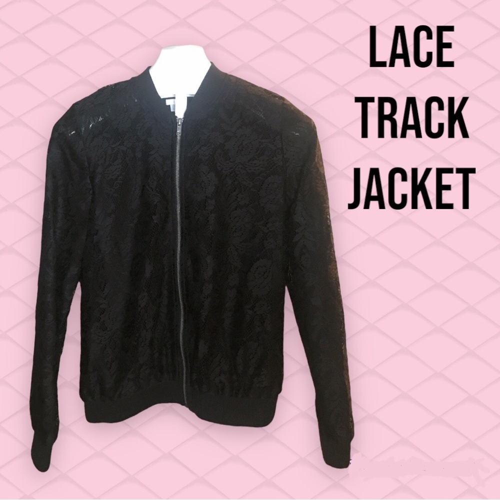 Black Lace Floral Jacket, M